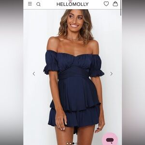 Hello Molly Navy Off-Shoulder Romper